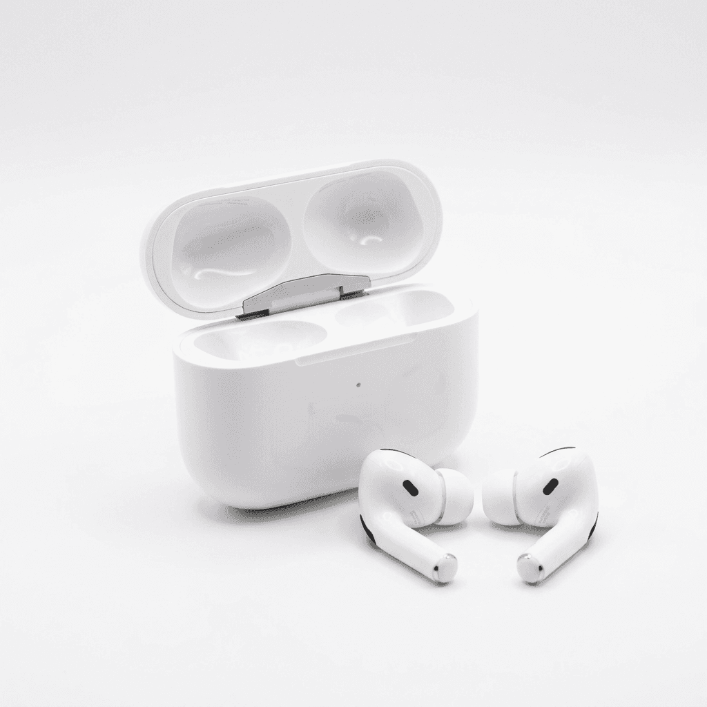 Foto profissional de fone bluetooth em estúdio clean