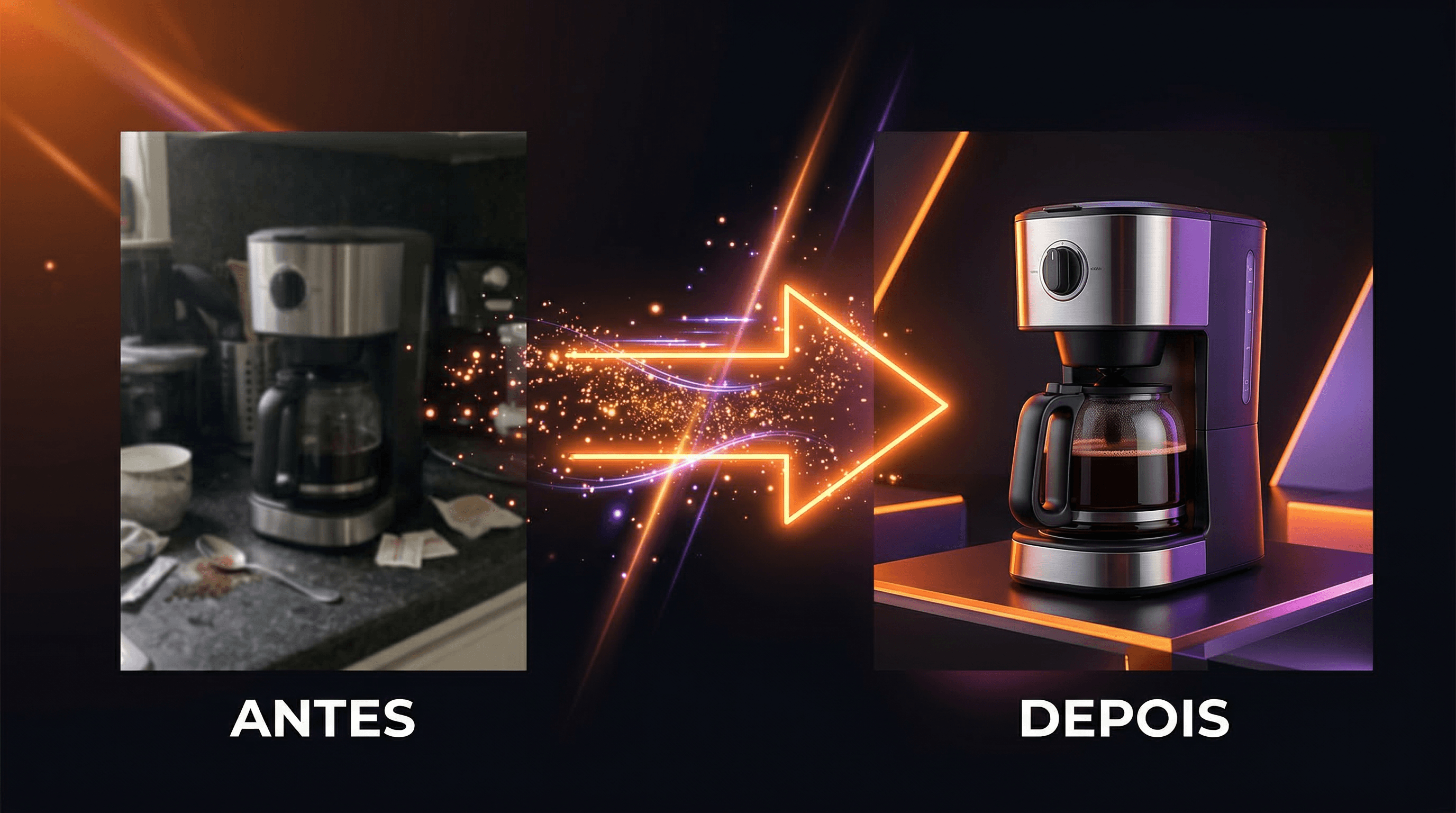 Transformação de foto amadora em foto profissional pela IA do AnunciAI